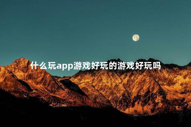 什么玩app游戏好玩的游戏好玩吗